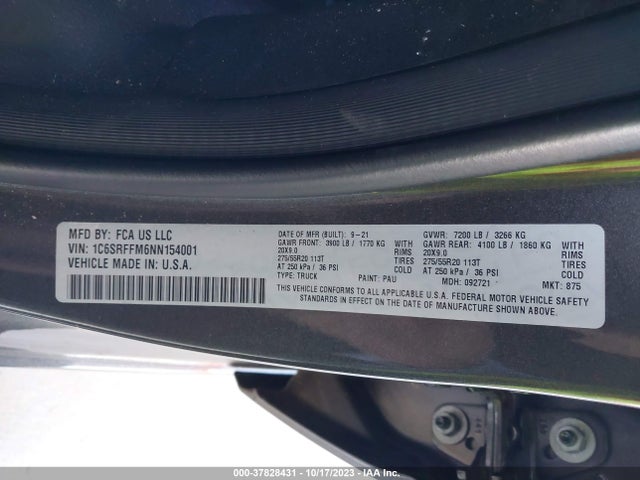 RAM 1500 Big Horn 2022 1C6SRFFM6NN154001 Image 9
