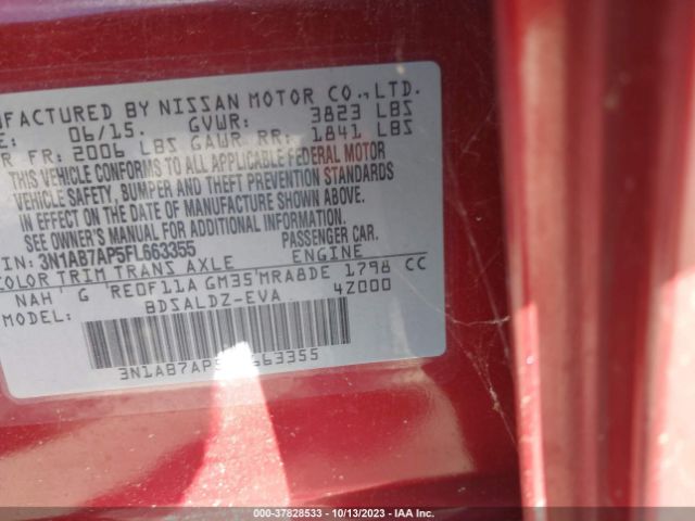 3N1AB7AP5FL663355 Nissan Sentra Sr/sl/s/sv/fe+ S