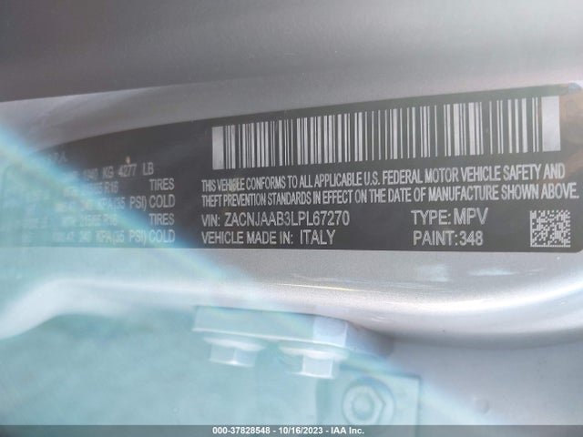 2020 JEEP RENEGADE SPORT FWD VIN: ZACNJAAB3LPL67270