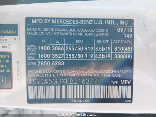 4JGDA5GBXKB216377 Mercedes-Benz Gle Gle 400
