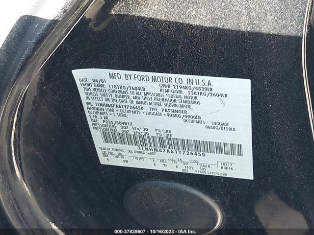 2001 LINCOLN LS 1LNHM87A61Y726450 Photo 8