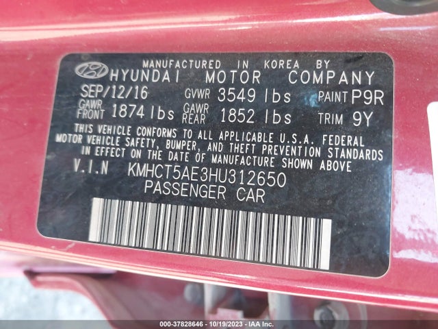 Hyundai ACCENT SE 2017 KMHCT5AE3HU312650 Image 9