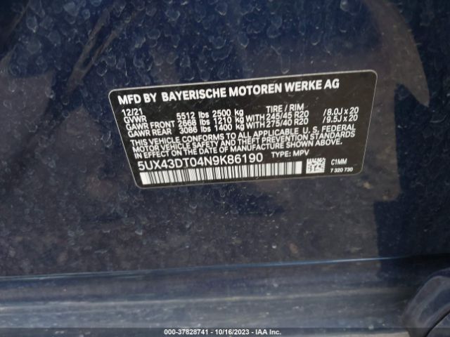 5UX43DT04N9K86190 BMW X4 M40i