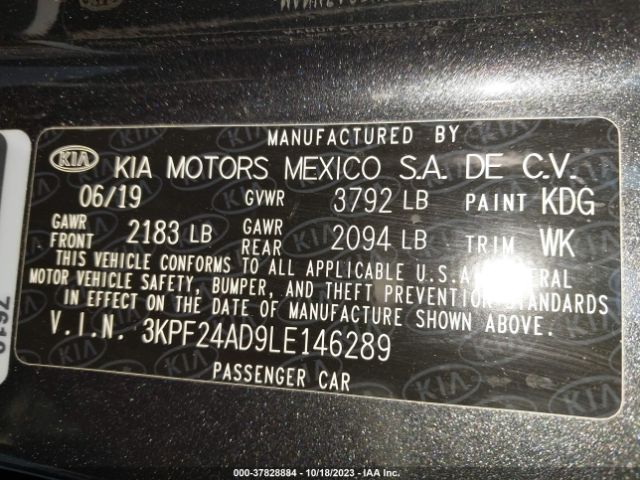 3KPF24AD9LE146289 KIA Forte Lxs