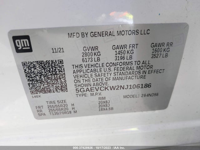 5GAEVCKW2NJ106186 Buick Enclave Avenir