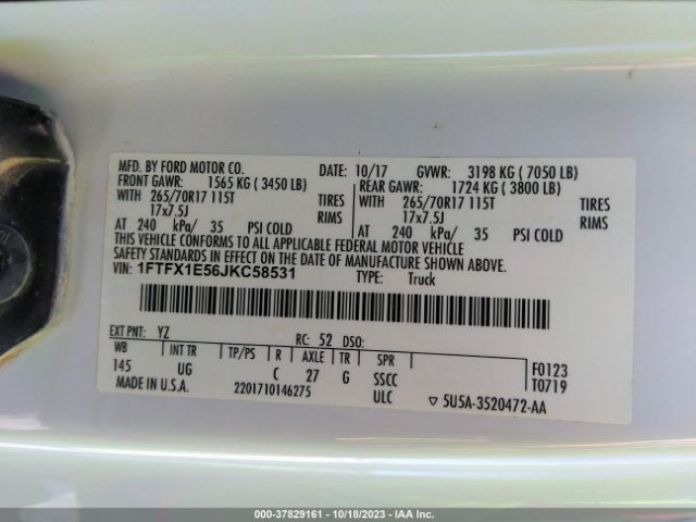 1FTFX1E56JKC58531 Ford F-150 Xl/xlt/lariat