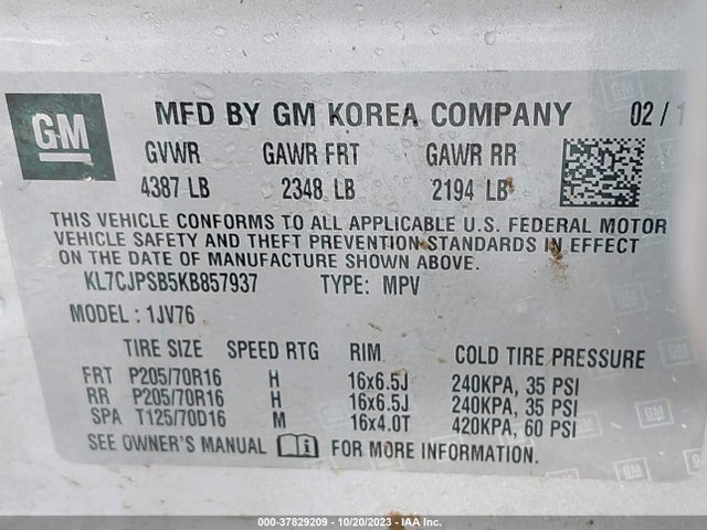 Chevrolet Trax Lt 2019 KL7CJPSB5KB857937 Image 9