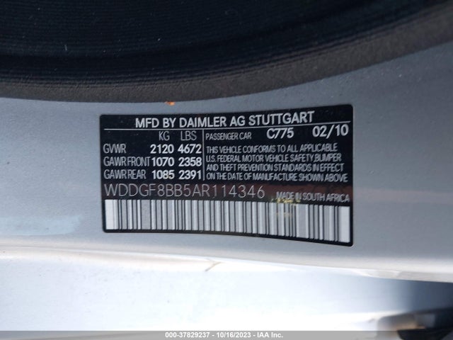 2010 MERCEDES-BENZ C 300 SPORT 4MATIC/LUXURY 4MATIC VIN: WDDGF8BB5AR114346