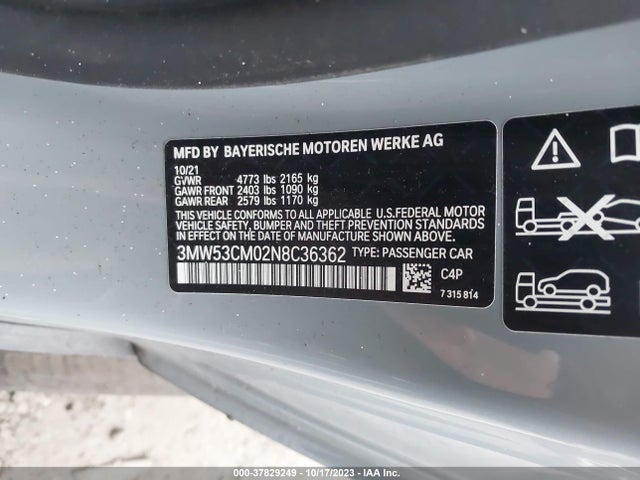 2022 BMW 2 SERIES M240I XDRIVE VIN: 3MW53CM02N8C36362