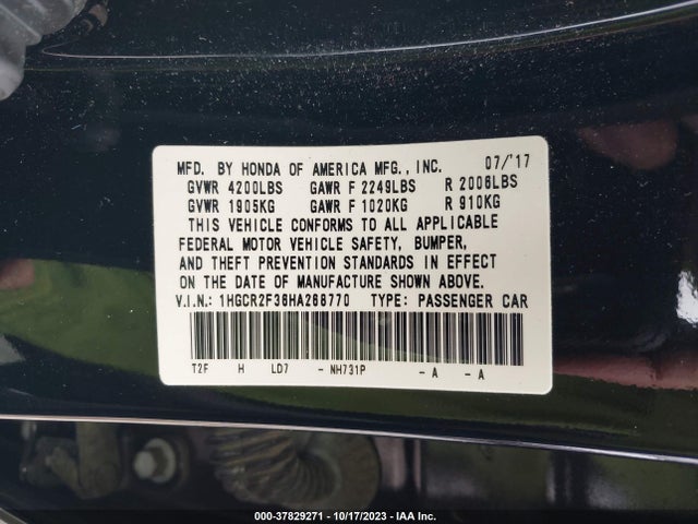 2017 HONDA ACCORD SEDAN 1HGCR2F36HA268770 Photo 8