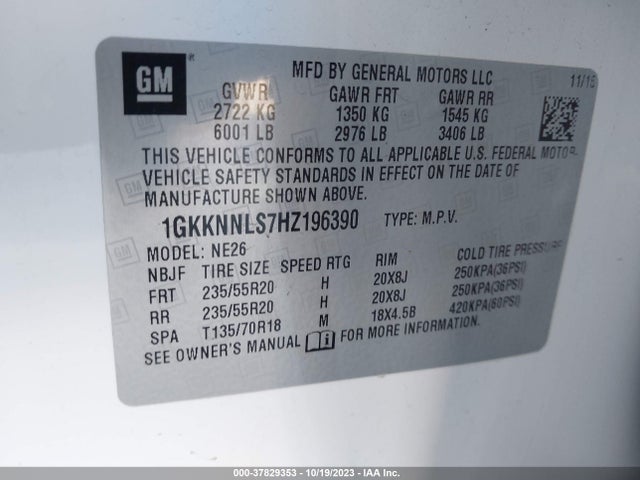 GMC ACADIA SLT 2017 1GKKNNLS7HZ196390 Image 9