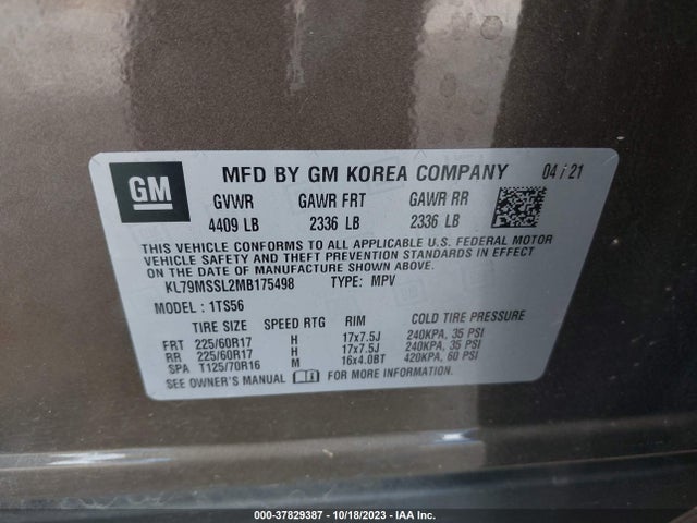 Chevrolet Trailblazer Awd Activ 2021 KL79MSSL2MB175498 Image 9