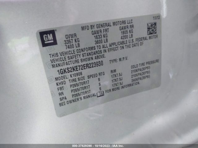 1GKS2KE72ER223930 GMC Yukon Xl Slt