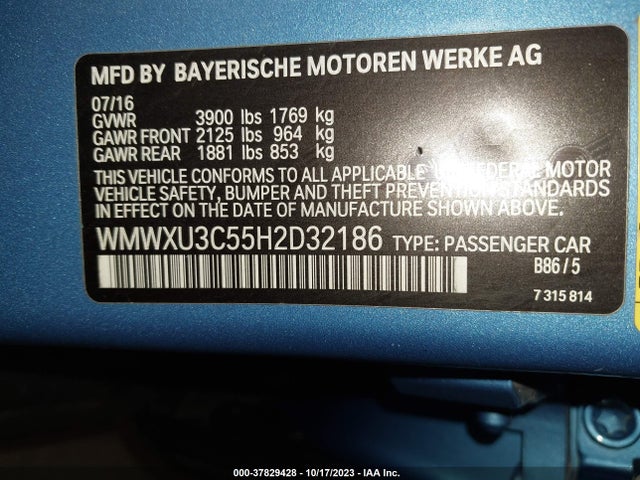 WMWXU3C55H2D32186 Mini Hardtop 4 Door Cooper S