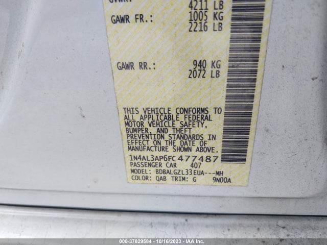 Nissan Altima 2.5 S 2015 1N4AL3AP6FC477487 Image 9