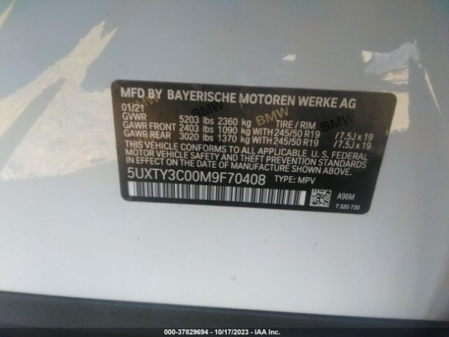 5UXTY3C00M9F70408 BMW X3 Sdrive30i