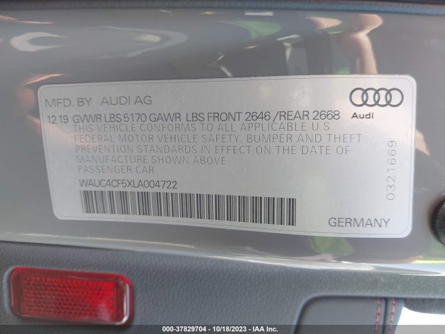 WAUC4CF5XLA004722 Audi S5 Sportback Premium Plus