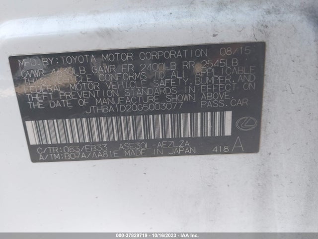 JTHBA1D20G5003077 Lexus IS 200T