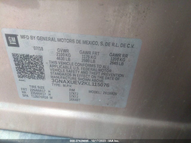 Chevrolet EQUINOX LT 2019 3GNAXUEV2KL115076 Image 9