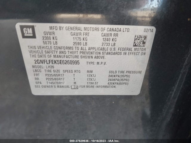 Chevrolet EQUINOX 1LT 2014 2GNFLFEK5E6260995 Image 9