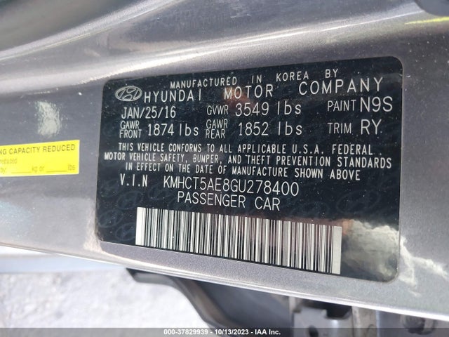 2016 HYUNDAI ACCENT SE VIN: KMHCT5AE8GU278400