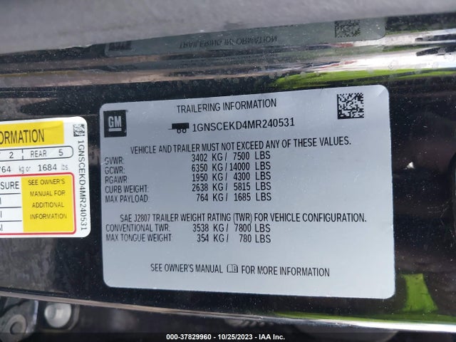 Chevrolet Suburban Rst 2021 1GNSCEKD4MR240531 Image 9