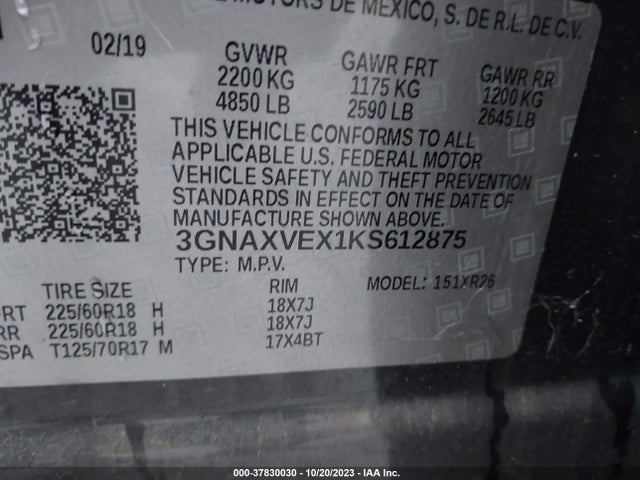 Chevrolet EQUINOX LT 2019 3GNAXVEX1KS612875 Image 9