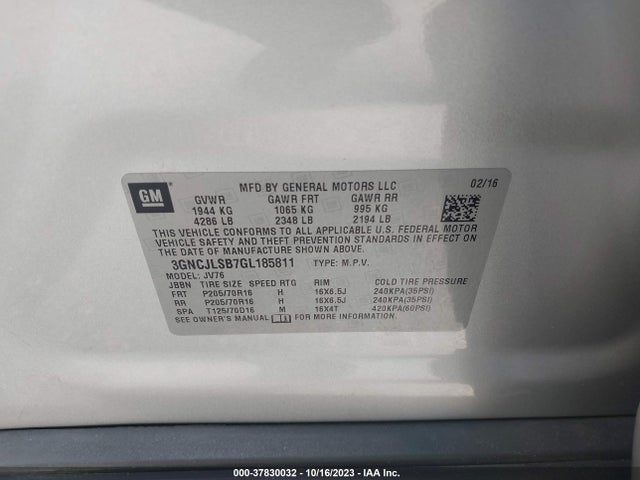 Chevrolet Trax Lt 2016 3GNCJLSB7GL185811 Image 9