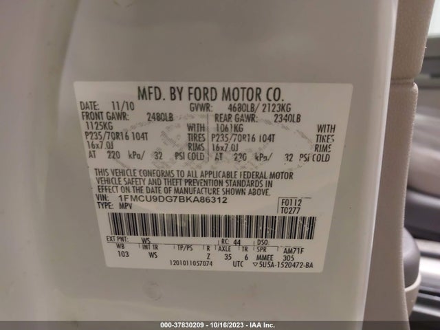 2011 FORD ESCAPE 1FMCU9DG7BKA86312 Photo 8