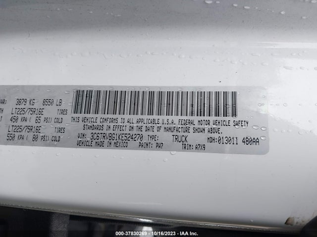 3C6TRVBG1KE524270 RAM Promaster Cargo Van