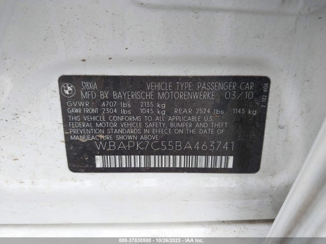 2011 BMW 3 SERIES 328I XDRIVE VIN: WBAPK7C55BA463741