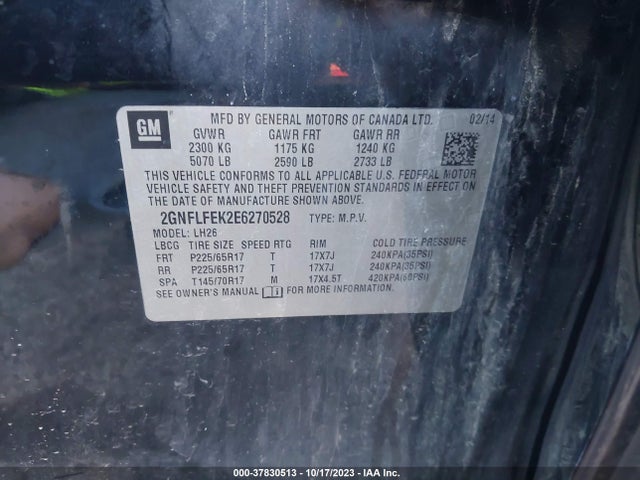 Chevrolet EQUINOX LT 2014 2GNFLFEK2E6270528 Image 9