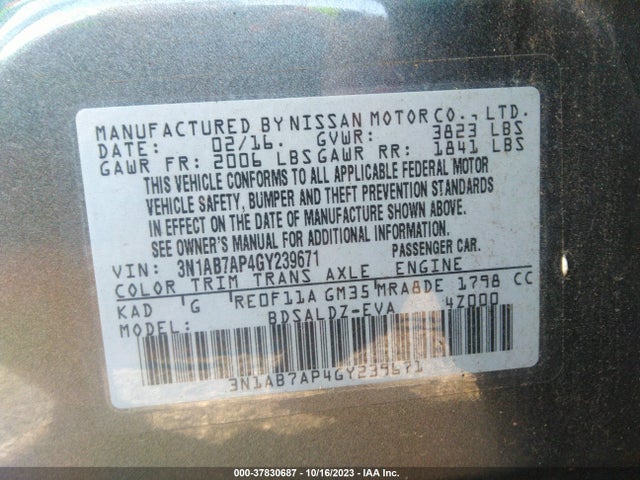 Nissan SENTRA SV 2016 3N1AB7AP4GY239671 Image 9