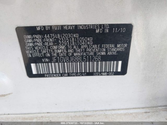 2011 SUBARU IMPREZA SEDAN WRX JF1GV8J68BL511268 Photo 8
