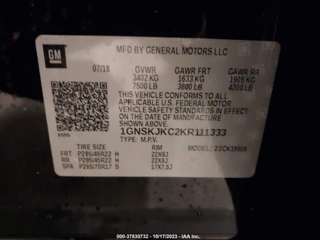 Chevrolet Suburban Premier 2019 1GNSKJKC2KR111333 Image 9