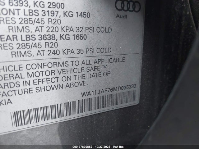 WA1LJAF76MD035333 Audi Q7 Premium Plus 45 Tfsi Quattro Tiptronic