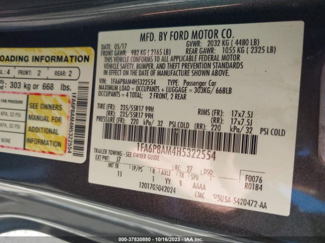 1FA6P8AM4H5322554 Ford Mustang V6