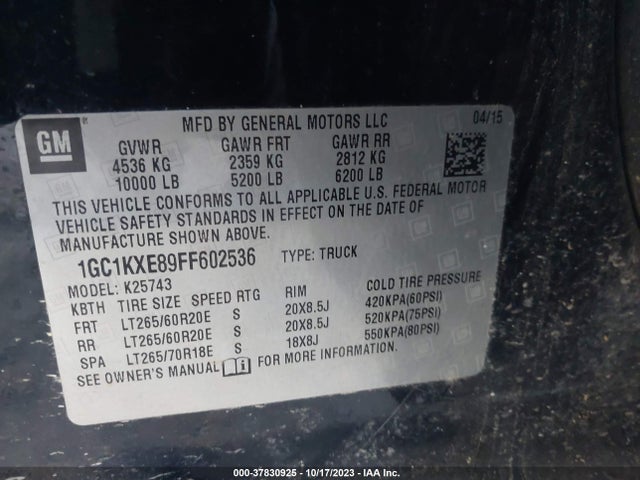 Продажа на аукционе авто 2015 Chevrolet Silverado 2500hd High Country, vin: 1GC1KXE89FF602536, номер лота: 37830925
