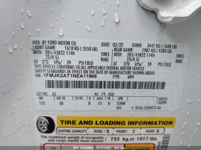1FMJK2AT1NEA11968 Ford Expedition Max Limited
