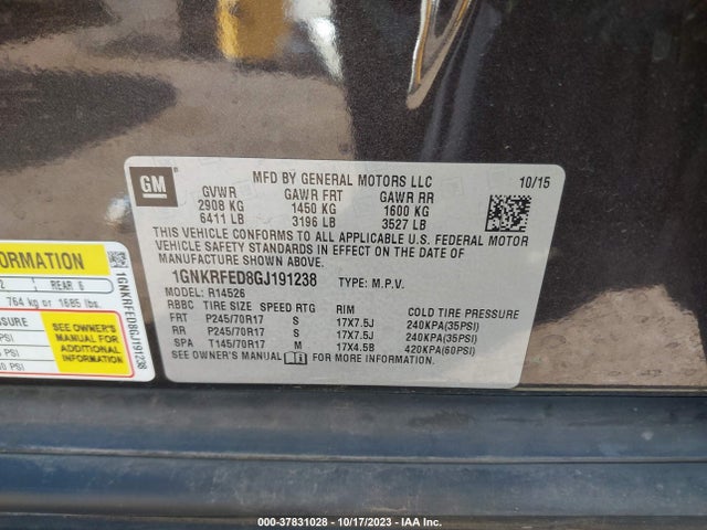 Chevrolet Traverse Ls 2016 1GNKRFED8GJ191238 Image 9