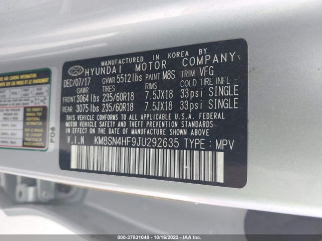 2018 HYUNDAI SANTA FE KM8SN4HF9JU292635 Photo 8