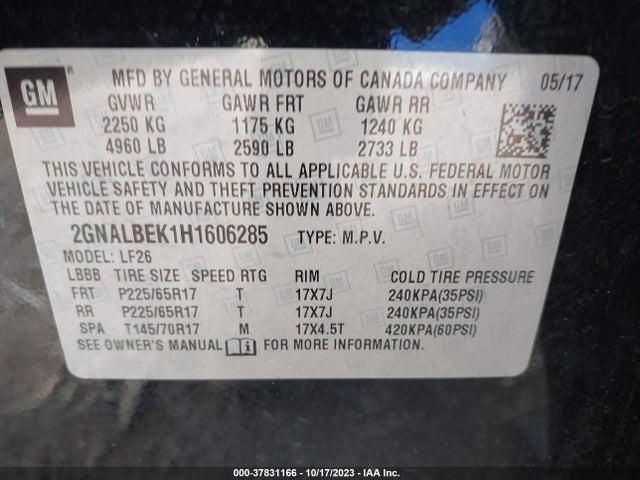 Chevrolet EQUINOX LS 2017 2GNALBEK1H1606285 Image 9