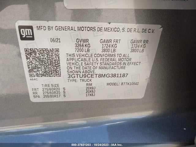 GMC Sierra 1500 4wd  Short Box Elevation 2021 3GTU9CET8MG381187 Image 9