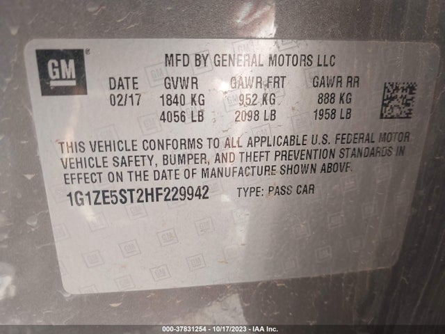 Chevrolet MALIBU 1LT 2017 1G1ZE5ST2HF229942 Image 9