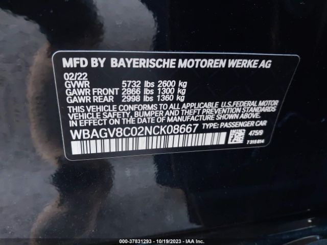 WBAGV8C02NCK08667 BMW M850i Gtan Coupe Xdrive