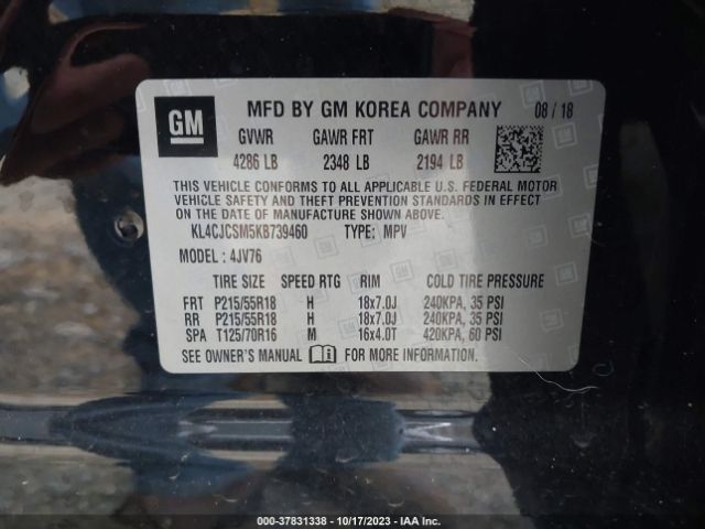KL4CJCSM5KB739460 Buick Encore Essence