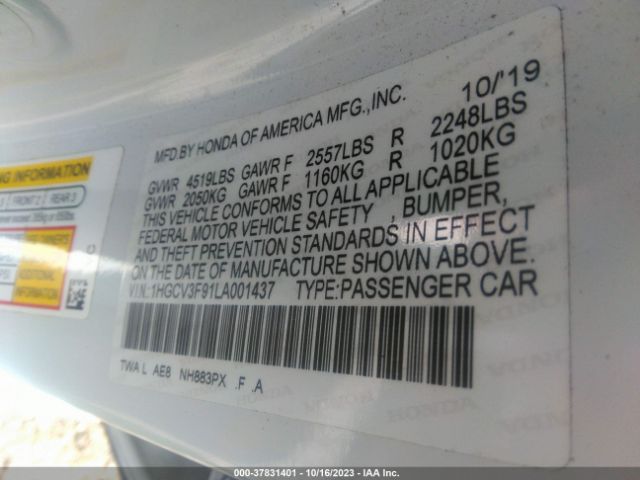 1HGCV3F91LA001437 Honda Accord Hybrid Touring