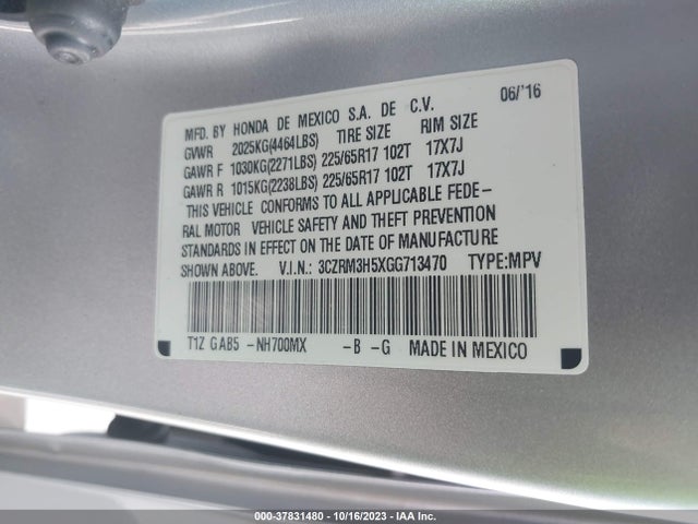 Honda CR-V EX 2016 3CZRM3H5XGG713470 Image 9