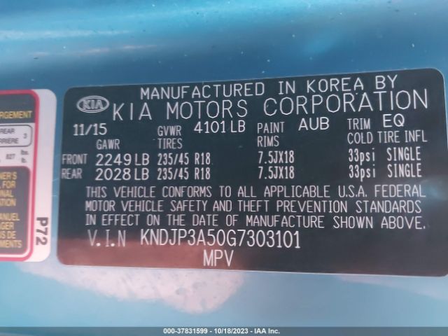 KNDJP3A50G7303101 KIA SOUL +