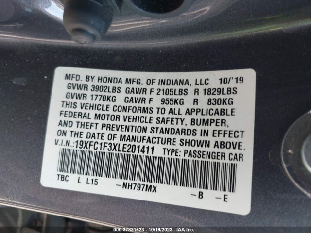 Honda CIVIC EX 2020 19XFC1F3XLE201411 Image 9